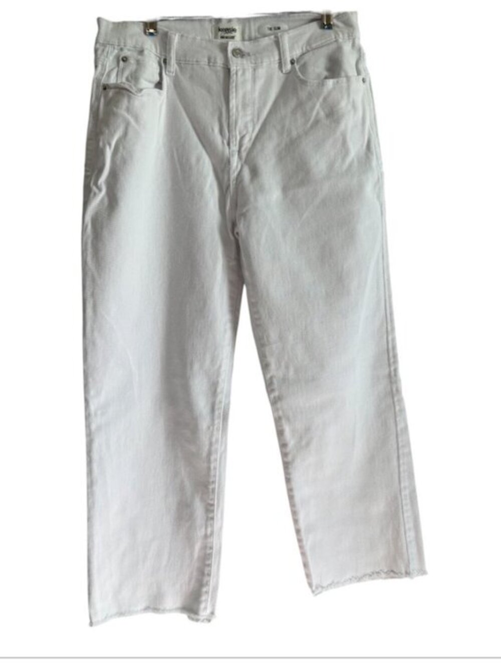 Kensie Jeans Vintage Luxe White Denim Distressed Crop Stylish Jeans Size 6/28
